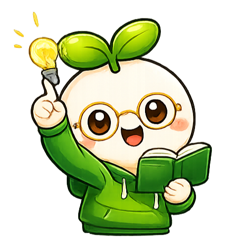 Asenzo mascot holding a book and light bulb to represent ideas and learning